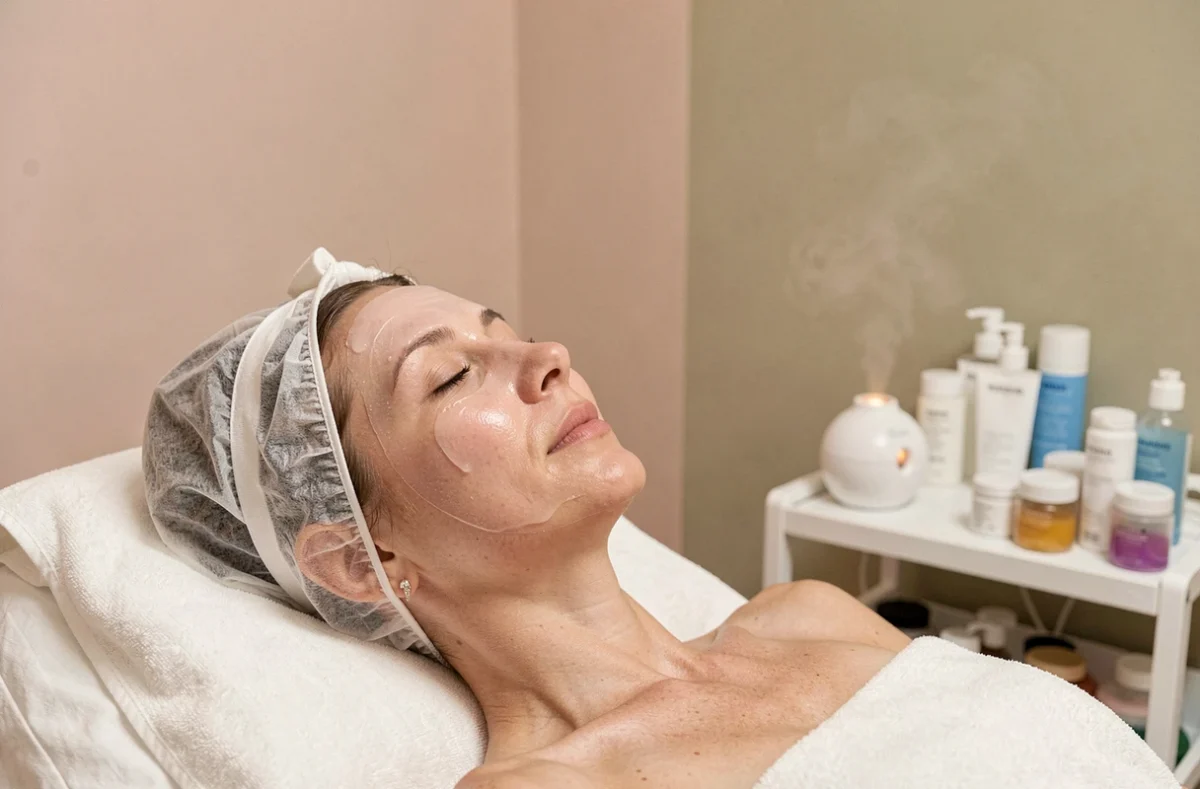 Soin du visage hydratant réalisé par une esthéticienne sur une cliente à Beaute Paradise à Bourges