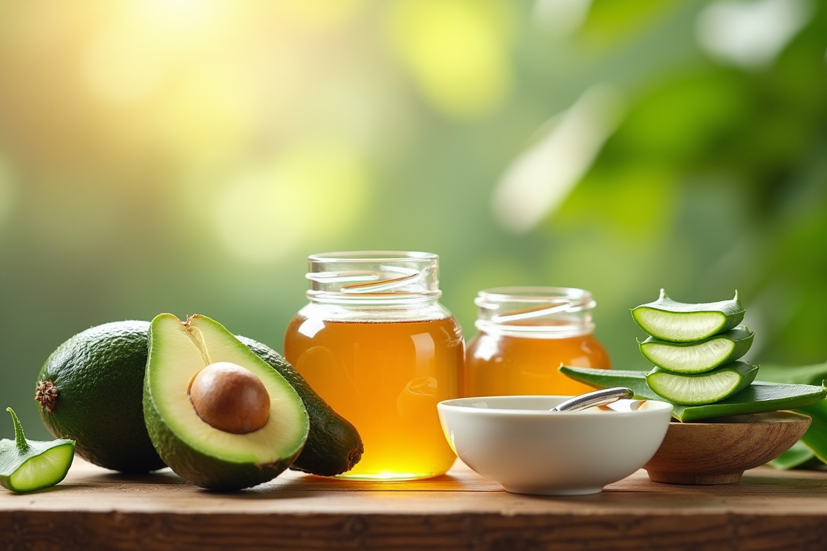 Assortiment d ingrédients naturels pour soins de la peau