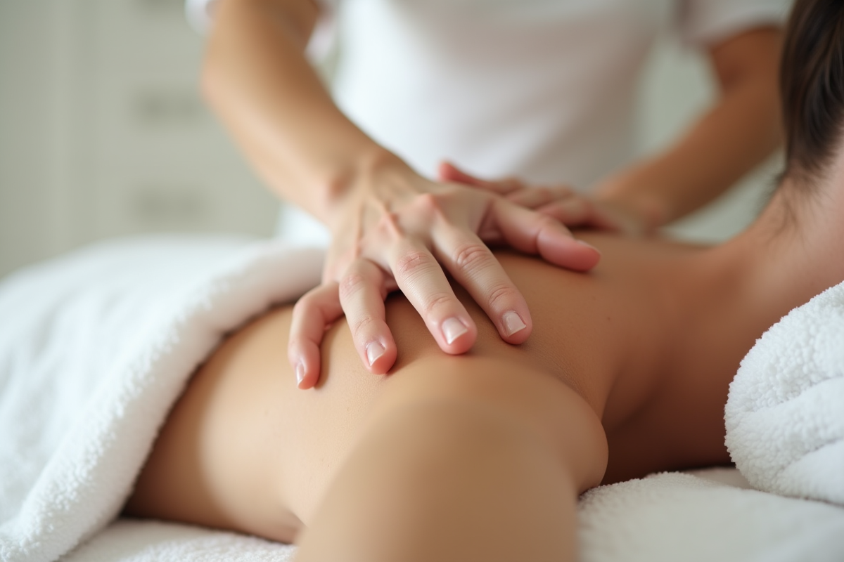 Mains effectuant un massage apaisant sur l